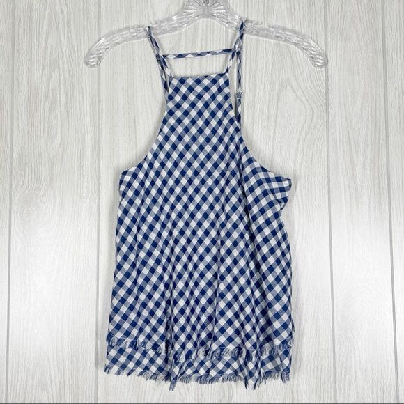 American Eagle | Blue / White Gingham High Neck Strappy Tank Top Size X Small - Picture 1 of 7